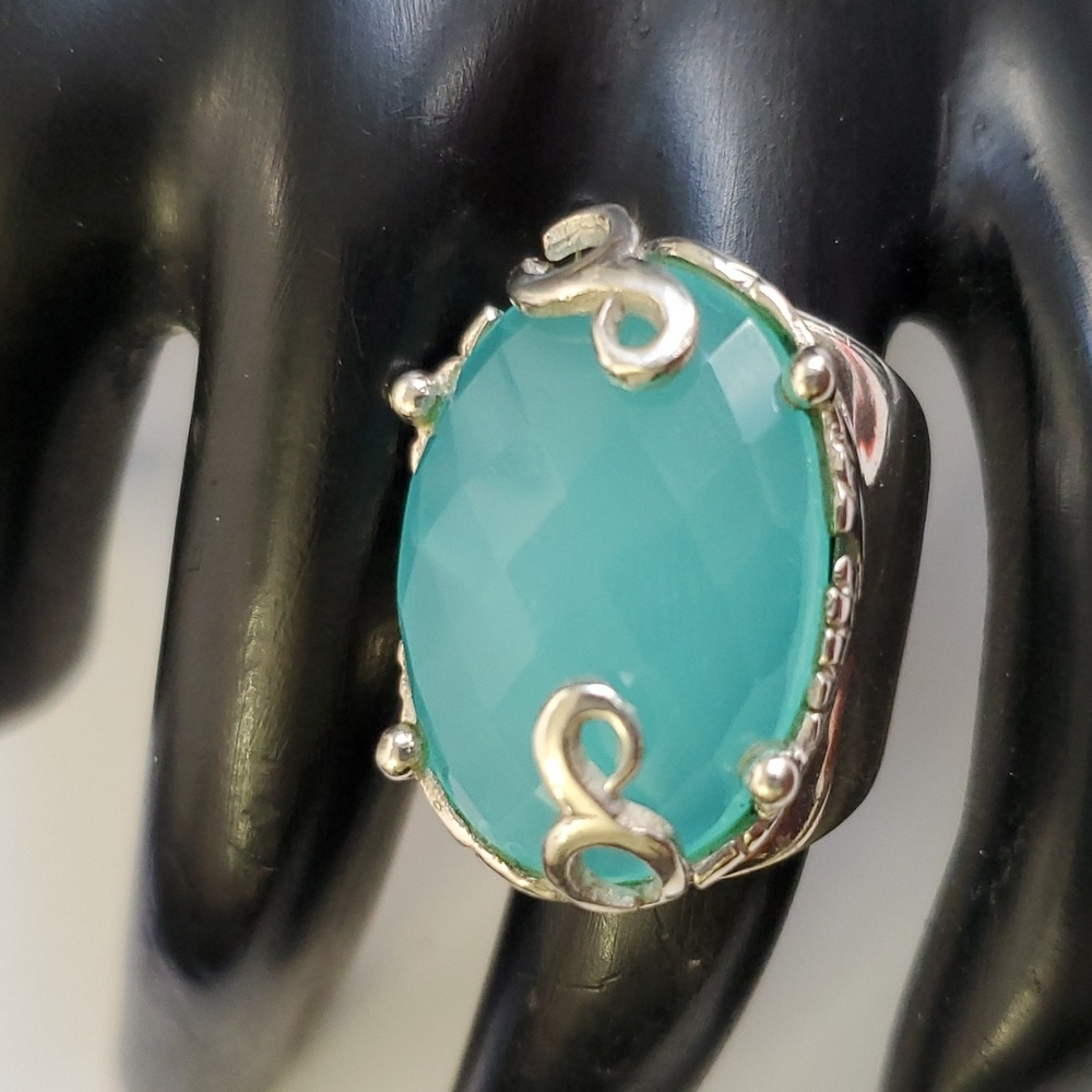 Sterling Silver 925 Blue Chalecodony Ring